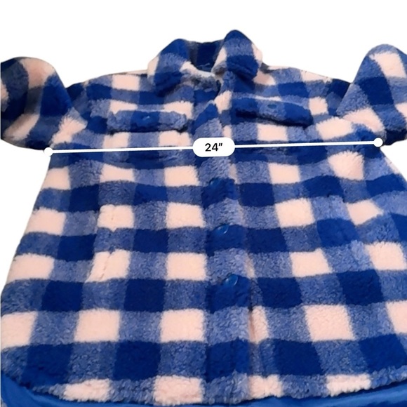 Stand‎ Studio Sabi Oversized Blue & Pink Plaid Fuzzy Shacket Jacket Sz 32 - Picture 9 of 10